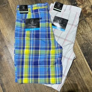Lot of 2 plaid multi PGA tour golf shorts NWT